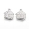 Tarnish Resistant 201 Stainless Steel Pendants, House, Stainless Steel Color, 14x13x3mm, Hole: 1.2mm