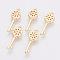 Brass Micro Pave Cubic Zirconia Pendants, Key, Nickel Free, Real 18K Gold Plated, 18x6x1.5mm, Hole: 1mm