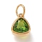 PVD Vacuum Plating 304 Stainless Steel Cubic Zirconia Pendant, Triangle, Golden, Olive Drab, 12.5x9.5x5mm, Hole: 5mm