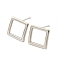 Brass Stud Earrings, Hollow Square, Platinum, 12x12mm