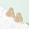 Brass Micro Pave Cubic Zirconia Stud Earrings, Rack Plating, Long-Lasting Plated, Real 18K Gold Plated, Letter A, 13.5x13mm