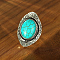 Vintage Style Oval Synthetic Turquoise Rings, Zinc Alloy Material for Festive Gift, Inner Diameter: 16~18mm