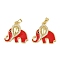Brass Micro Pave Cubic Zirconia Pendants, Cadmium Free & Lead Free, with Enamel, Elephant Charms, Real 18K Gold Plated, Red, 19x20x2.5mm, Hole: 4x1.5mm