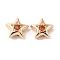 Brass with Cubic Zirconia Beads Beads, Cadmium Free & Nickel Free & Lead Free, Real 18K Gold Plated, Star, Orange Red, 7.5x8x3mm, Hole: 1mm