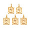 Rack Plating Brass Pendants, Nickel Free, Rectangle with Women Pattern, Real 18K Gold Plated, 17x13x12mm, Hole: 2x3mm