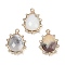 Natural White African Opal Faceted Pendants, with Rack Plating Brass Clear Cubic Zirconia Teardrop Charms, Golden, 21x15x5mm, Hole: 1.4mm