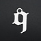 Non-Tarnish 201 Stainless Steel Charms, Laser Cut, Letter, Stainless Steel Color, Letter.Q, Q:9.5x6x1mm, Hole: 1.2mm