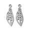 Non-Tarnish 304 Stainless Steel Pendants, Manual Polishing, Leaf Charms, Stainless Steel Color, 20x6.5x1mm, Hole: 1.6mm