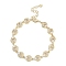 Brass Micro Pave Cubic Zirconia Link Bracelets for Women, Long-Lasting Plated, Real 18K Gold Plated, Moon, 7-1/8 inch(18cm), link: 7~15x8~9.5x2~4mm