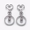 Iron Heart Split Key Rings, Keychain Clasp Findings, Lead Free & Nickel Free, Orange, 68x30x6mm