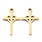 Ion Plating(IP) 316L Surgical Stainless Steel Pendants, Nickel Free, Cross with Heart Charm, Real 18K Gold Plated, 17x10x1mm, Hole: 1.2mm