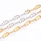 Two-Tone 304 Stainless Steel Dapped Chains, Soldered, with Spool, Golden & Stainless Steel Color, 4x2x0.5mm, 32.8 Feet(10m)/roll