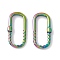Ion Plating(IP) 304 Stainless Steel Linking Rings, Oval Locking Carabiner Shape, Rainbow Color, 25x12x3mm, Inner Diameter: 7x21mm