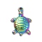 PVD Vacuum Plating 304 Stainless Steel Pendants, Tortoise, Rainbow Color, 21x14.5x3.5mm, Hole: 1.5mm