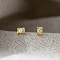 925 Sterling Silver Clear Cubic Zirconia Stud Earrings, Rectangle, Golden, 5x3.5mm