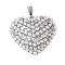 Brass Micro Pave Cubic Zirconia Pendants, Heart Charms, with ABS Imitation Pearl Beads, Rack Plating, Long-Lasting Plated, Platinum, 22x25x7mm, Hole: 5x3mm