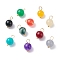 Natural White Jade Charms, with Platinum Tone Brass Loops, Round, Dyed, Golden, 13x7.5mm, Hole: 3.3mm