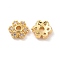 Brass Bead Caps, with Rhinestones, 6-Petal, Flower, Real 18K Gold Plated, 5.4x1.8mm, Hole: 1.3mm