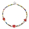 Flower & Heart Lampwork & Glass Seed Beaded Necklaces, Colorful, 16.73 inch(42.5cm)