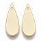 Brass Pendants, Nickel Free, Teardrop, Real 18K Gold Plated, 19x7x1mm, Hole: 1mm
