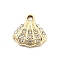 Alloy Rhinestone Pendants, UV Plated, Golden, Shell Shape, 15x14.5x3.5mm, Hole: 2mm