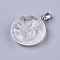 Synthetic Gemstone Pendants, with Platinum Tone Brass Bails, Flat Round, 22~25x19~21x5~7mm, Hole: 3x6mm
