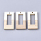 Resin & Wood Pendants, Rectangle, Creamy White, 38x19.5x4mm, Hole: 2mm