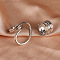 2Pcs Alloy Oval & Cross Cuff Rings, Platinum, Inner Diameter: Adjustable
