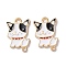 Alloy Enamel Puppy Links, Dog Connector Charms, Golden, White, 18x11.5x1mm, Hole: 1.2~1.5mm