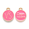 Alloy Enamel Pendants, Cadmium Free & Lead Free, Flat Round with Constellation, Light Gold, Cerise, Capricorn, 22x18x2mm, Hole: 1.5mm