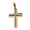 304 Stainless Steel Pendants, Cross Charm, PVD Vacuum Plating, Golden & Stainless Steel Color, 40x27x4mm, Hole: 9x5mm
