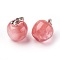 Watermelon Stone Glass Pendants, with Alloy Finding, Apple, Platinum, 23x20mm, Hole: 2.5x5mm