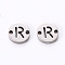 Tarnish Resistant 201 Stainless Steel Links, Laser Cut, Flat Round with Letter, Letter.R, 6x6x1mm, Hole: 0.8mm