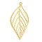 Iron Big Pendants, Hollow, Leaf, Golden, 60x28.5x0.6mm, Hole: 2.4mm