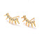Clear Cubic Zirconia Curved Bar Stud Earrings, Brass Jewelry for Women, Cadmium Free & Lead Free, Real 18K Gold Plated, 8x16.5mm, Pin: 0.9mm