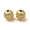 Brass Micro Pave Cubic Zirconia Beads, Cadmium Free & Nickel Free & Lead Free, Round, Real 18K Gold Plated, 6mm, Hole: 1.5mm