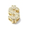 Rack Plating Brass Micro Pave Clear Cubic Zirconia Dollar Sign Multi-Strand Links, Long-Lasting Plated, Lead Free & Cadmium Free, Real 18K Gold Plated, 13x8.5x4.5mm, Hole: 2~4x1.8mm