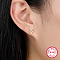 S925 Sterling Silver Rhombus Stud Earrings, with Clear Cubic Zirconia, Golden, 8x6mm