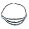 Non-Magnetic Synthetic Hematite & Turquoise Beades 3 Layer Necklaces, with Alloy Lobster Claw Clasps, Round & Twistd, Deep Sky Blue, 20.27 inch(51.5cm), Twistd: 15.5x8x8mm