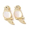 Brass Micro Pave Clear Cubic Zirconia Pendants, Cadmium Free & Lead Free, with Shell, Real 18K Gold Plated, Bird, 24.5x16x6mm, Hole: 4x2mm