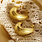 Stainless Steel Textured Teardrop Stud Earrings, Real 18K Gold Plated, 30x17mm
