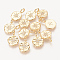 Brass Micro Pave Cubic Zirconia Charms, Nickel Free, Golden, Flat Round, 15.5x10.5x1.5mm, Hole: 2.5mm