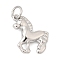 Brass Charms, Long-Lasting Plated, Lead Free & Cadmium Free, Rack Plating, with Jump Ring, Platinum, Horse, 14.5x13x3.5mm, Hole: 3mm