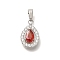 304 Stainless Steel Micro Pave Cubic Zirconia Pendants, Teardrop, 13.5x8.5x3.5mm, Hole: 4.5x2.5mm