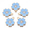 Alloy Enamel Pendants, Sakura Flower, Light Gold, Light Sky Blue, 20.5x17.5x1.5mm, Hole: 2mm