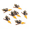 Eco-Friendly Alloy Enamel Pendants, Cadmium Free & Lead Free & Nickel Free, Light Gold, Halloween Cat with Broom, Lime, 19.5x34x1.5mm, Hole: 2mm