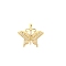Golden Brass Micro Pave Cubic Zirconia Pendants, Butterfly, Clear, 21x27mm