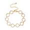 Clear Cubic Zirconia Open Ring Link Chains Bracelet, Brass Jewelry for Women, Cadmium Free & Lead Free, Real 18K Gold Plated, 6-1/2 inch(16.4cm)