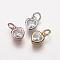 Brass Micro Pave Grade AAA Cubic Zirconia Charms, Lead Free & Nickel Free & Cadmium Free, Heart, Mixed Color, 9x6.5x4mm, Hole: 3mm