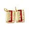 Brass with Cubic Zirconia and Enamel Charms, Recorder, Rack Plating, Lead Free & Cadmium Free, Long-Lasting Plated, with Jump Ring, Real 18K Gold Plated, 13x8.5x2mm, Hole: 3.5mm